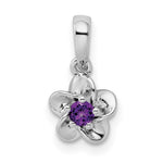 Sterling Silver Rhodium-plated Floral Amethyst Petite Pendant