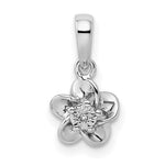 Sterling Silver Rhodium-plated Floral Diamond Dainty Pendant