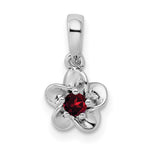 Sterling Silver Rhodium-plated Floral Garnet Petite Pendant