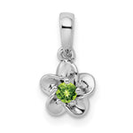 Sterling Silver Rhodium-plated Floral Peridot Petite Pendant