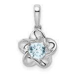 Sterling Silver Rhodium-plated Floral Aquamarine Pendant