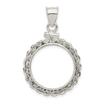 Wideband Distinguished Coin Jewelry Sterling Silver Polished Rope 19.1 x $0.01 Screw Top Coin Bezel Pendant