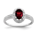Sterling Silver Rhodium-plated Diam. & Garnet Ring