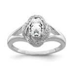 Sterling Silver Rhodium-plated Diam. & White Topaz Ring