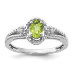 Sterling Silver Rhodium-plated Peridot & Diam. Ring