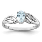 Sterling Silver Rhodium-plated Aquamarine Ring