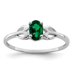 Sterling Silver Rhodium-plated Created Emerald Ring