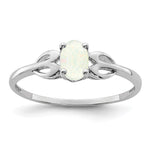 Sterling Silver Rhodium-plated Created Opal Ring