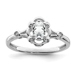 Sterling Silver Rhodium-plated White Topaz & Diam. Ring