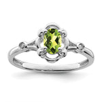 Sterling Silver Rhodium-plated Peridot & Diam. Ring