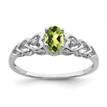 Sterling Silver Rhodium-plated Peridot & Diam. Ring