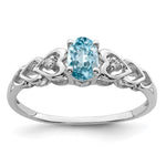 Sterling Silver Rhodium-plated Swiss Blue Topaz & Diam. Ring