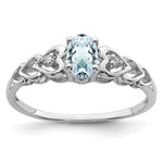 Sterling Silver Rhodium-plated Aquamarine & Diam. Ring