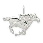 Sterling Silver Polished Race Horse with Rider Charm