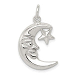 Sterling Silver Polished Moon and Star Pendant