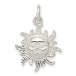 Sterling Silver Polished Smiling Face Sun Charm