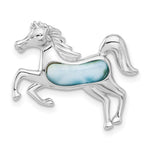 Sterling Silver Rhodium-plated Larimar Running Horse Chain Slide