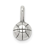 Sterling Silver Antiqued 3-D Basketball Charm