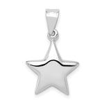 Sterling Silver Rhodium-plated Polished 3-D Star Charm