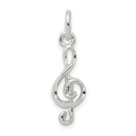 Sterling Silver Polished Diamond-cut Treble Clef Charm