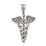 Sterling Silver Antiqued Caduceus Charm