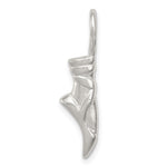 Sterling Silver Satin Diamond-cut 3-D Ballet Slipper Charm