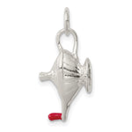 Sterling Silver Red Enameled Lamp of Knowledge / Genie Lamp Charm