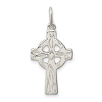 Sterling Silver Polished Woodgrain Celtic Cross Charm