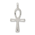 Sterling Silver Satin Diamond-cut Ankh Cross Pendant