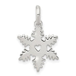 Sterling Silver Polished Reversible Snowflake with Heart Center Charm