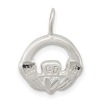 Sterling Silver Satin Diamond-cut Claddagh Charm