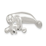 Sterling Silver Satin Diamond-cut Manatee with Baby Charm