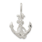Sterling Silver Satin Diamond-cut Anchor and Rope Charm