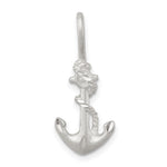 Sterling Silver Satin Diamond-cut Anchor with Rope Charm