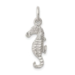 Sterling Silver Polished Diamond-cut Seahorse Charm