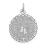 Sterling Silver Rhodium-plated Wedding Bells Engravable Disc Charm