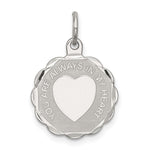 Sterling Silver Rhodium-plated Your Always In My Heart Disc Charm