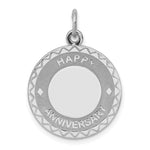 Sterling Silver Rhodium-plated HAPPY ANNIVERSARY Engravable Disc Charm