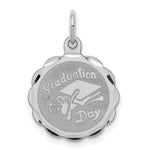 Sterling Silver Rhodium-plated GRADUATION DAY Engravable Round Disc Charm