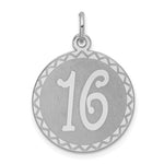 Sterling Silver Rhodium-plated SWEET 16 Engravable Round Disc Charm