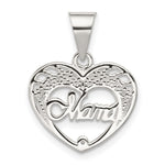 Sterling Silver Polished MAMA Heart Charm
