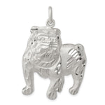Sterling Silver Satin Diamond-cut Large Bulldog Pendant