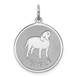 Sterling Silver Rhodium-plated Beagle Dog Engravable Disc Charm