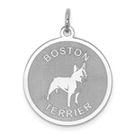 Sterling Silver Rhodium-plated Boston Terrier Disc Charm