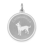 Sterling Silver Rhodium-plated Chihuahua Dog Engravable Disc Charm