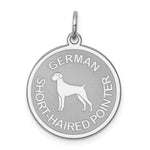 Sterling Silver Rhodium-plated German Shorthaired Pointer Dog Engravable Disc Charm