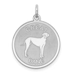 Sterling Silver Rhodium-plated Great Dane Dog Engravable Disc Charm