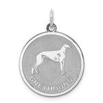 Sterling Silver Rhodium-plated Greyhound Dog Engravable Disc Charm
