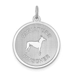 Sterling Silver Rhodium-plated Miniature Pinscher Dog Engravable Disc Charm