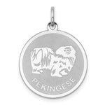 Sterling Silver Rhodium-plated Pekingese Dog Engravable Disc Charm